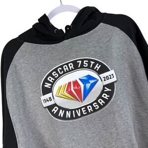 NASCAR 75th Anniversary Hoodie Sweatshirt Gray Black‎ Mens XL NEW